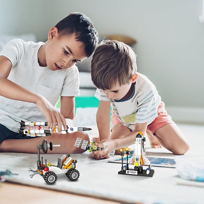 Space Exploration Shuttle Toys for Boys, STEM Aerospace Building Kit Toy with Rocket, Space Shuttle, Moon Buggy and Satellite, Best Gifts for 6, 7, 8, 9, 10+ Year Old Boys (415 PCS)