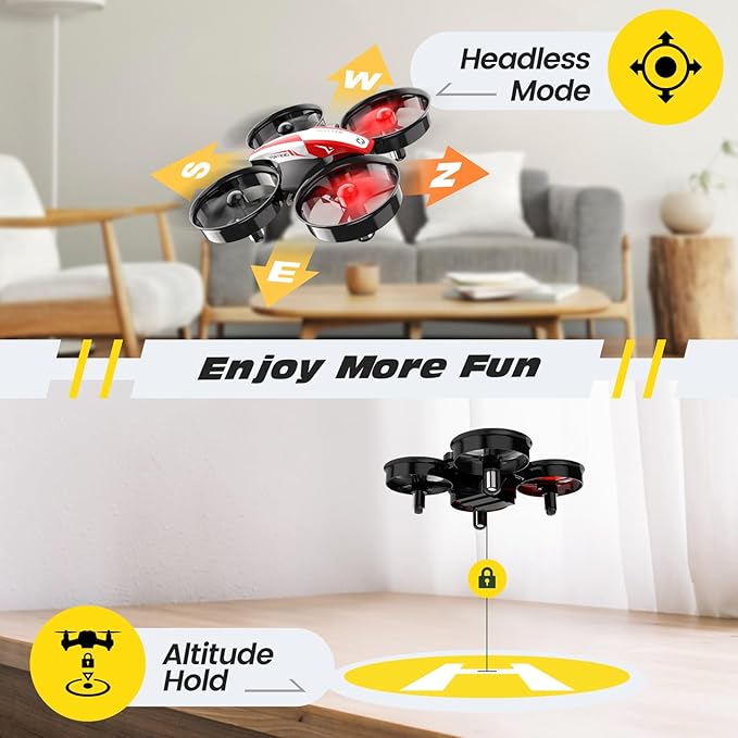 Holy Stone Mini Drone for Kids and Beginners RC Nano Quadcopter Indoor Small Helicopter Plane with Auto Hovering, 3D Flips, Headless Mode and 3 Batteries, Great Gift Toy for Boys and Girls, HS210 Red