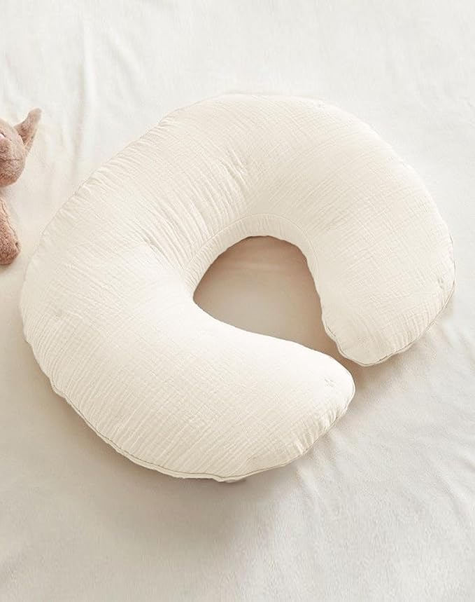 Nursing Pillow Covers, Muslin Nursing Cover for Breastfeeding Pillows, Comfortable for Baby Girls and Boys (Pale Yellow)