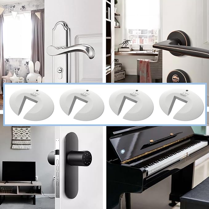 Door Pinch Guard and Door Slam Stopper, Durable Silicone Door Finger Pinch Guard, Prevents Finger Pinch Injuries, Slamming Doors, Door Safety for Kids, 2 Packs White Basic.