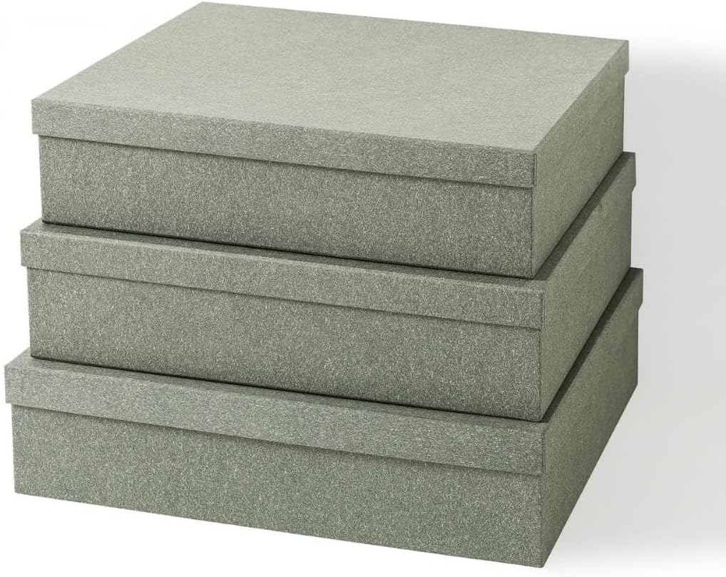 Soul & Lane Decorative Storage Boxes with Lids, Paper Storage Box Set for Keepsakes and Photos, Decorative Boxes for Home Decor, Stationery, Office Organizers, Gray Kraft