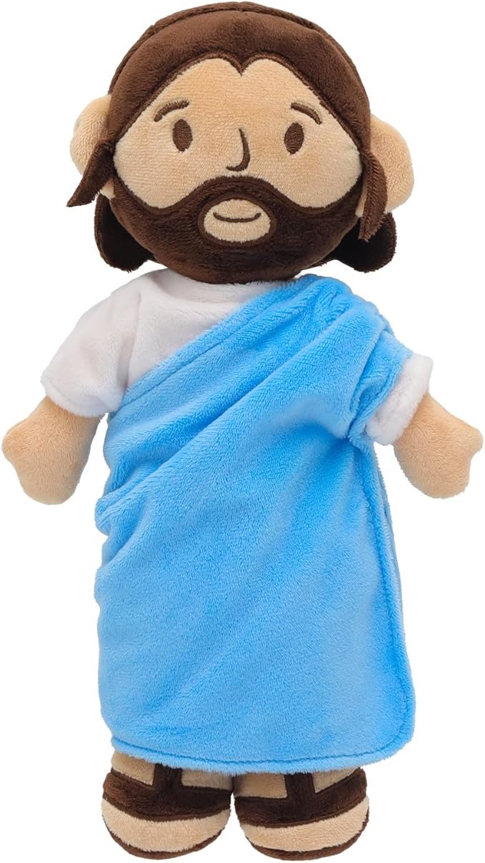11.8inch Brown Jesus Plush Doll Guardian Baptism Stuffed Plushie Savior Toy Gifts for Church Sunday School Religious Easter Gift (Blue)
