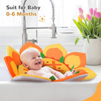 Flower Baby Bath Pad for Infant Bathtub Sink Flower Mat Tub Little Lotus - Petal Soft Supports Lounger Newborn Bathing Insert Seat Baby Essentials, Sunflower
