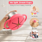 1 Pack Snack Containers for Toddlers, Stainless Steel Toddler Snack Cups with Silicone Food Catcher & Lids,Snack Cups for toddlers Spill Proof