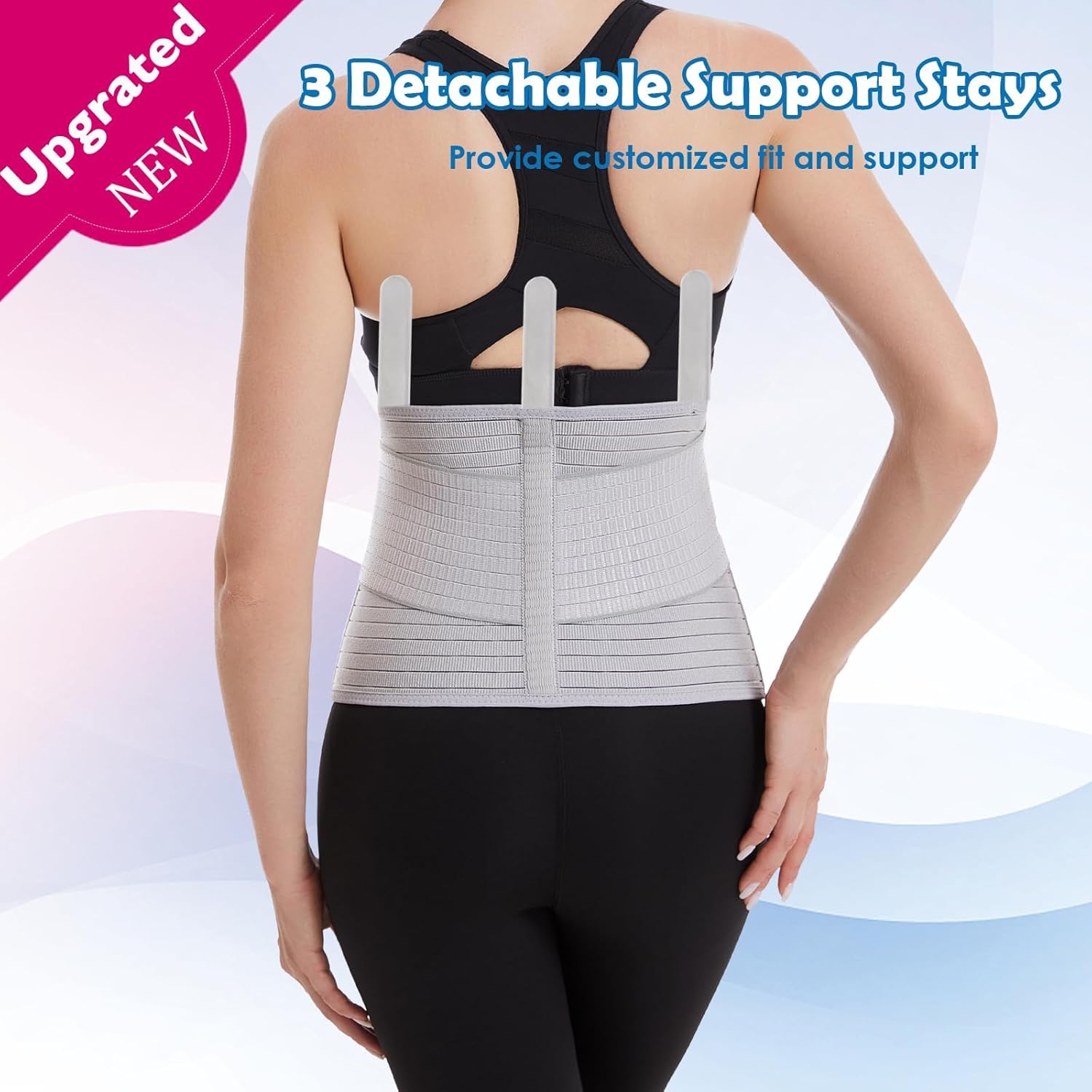 Paskyee Postpartum Belly Band, Abdominal Binder Post Surgery Belly Wrap, C Section Recovery Must Haves, Girdle for Postnatal Care, Waist/Pelvis Belt for Back Pain Relief Grey S/M
