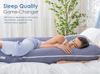 QUEEN ROSE Pregnancy Pillow, U Shaped Full Body Pillows for Sleeping Support, 55 Inch Maternity Pillow for Pregnant Women with Cooling Silky Cover, Blue