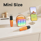 YLL Mini Karaoke Machine for Kids Adults, Portable Bluetooth Speaker with 2 Wireless Microphones, Birthday Gifts Toys for Girls Boys Ages 3, 4, 5, 6, 7, 8, 9,10,11,12+ Years Old Toddler (Orange)