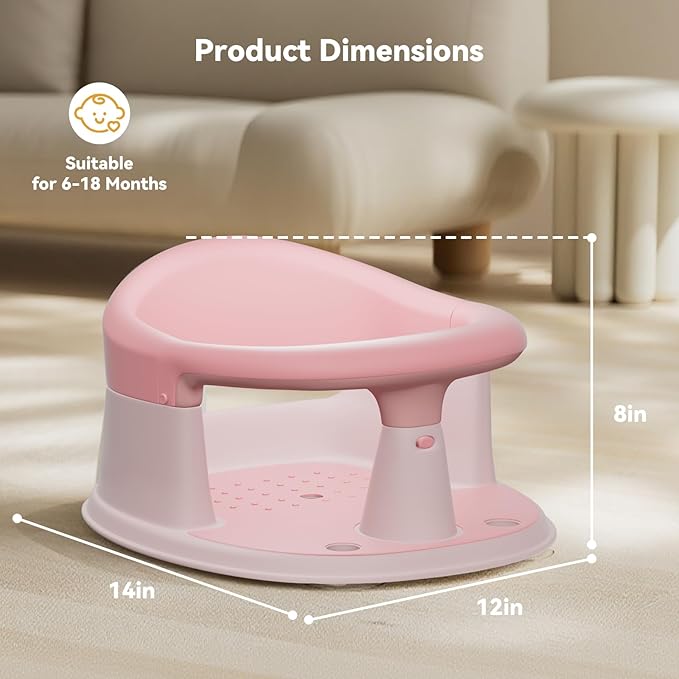 Baby Bath Seat for Babies 6 Months & Up - 360°Protection Bath Seats for Babies Sitting Up | Baby Infants Bath Chair with Temperature Alert & Cushion | Toddler Bath Seat Newborn Baby Bathtub Seat