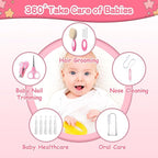 Baby Healthcare and Grooming Kit, 21 in 1 Portable Baby Essentials Kit with Gas Relief Hair Brush Comb Nasal Aspirator for Newborn Boys Girls (Pink)