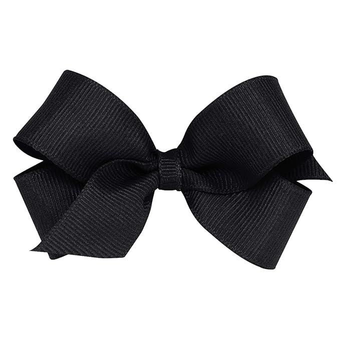 Wee Ones Baby Girls' Mini Classic Grosgrain Hair Bow on a WeeStay Clip w/Plain Wrap Center - Black,One Size