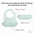 Moss and Fawn Little Explorer Kit - Silicone Frozen Breast Milk Popsicle Kit with Forage Feeder, Teething Popsicle Ice Cube Tray, & Gather & Roll Baby Feeding Bib - BPA, PVC, & Lead-Free - Fern