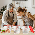 4 pcs 4qt Food Storage Containers with Lid, Square Clear Commercial Food Storage Containers with Handle and Scale for Food Storage in Home Kitchen & Dining (Red)