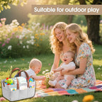 Nursery Storage Basket - Baby Diaper Caddy Organizer for Diaper Station, Newborn Essentials, Baby Shower Gifts and Registry Must-Haves for Boy or Girl (Grey)