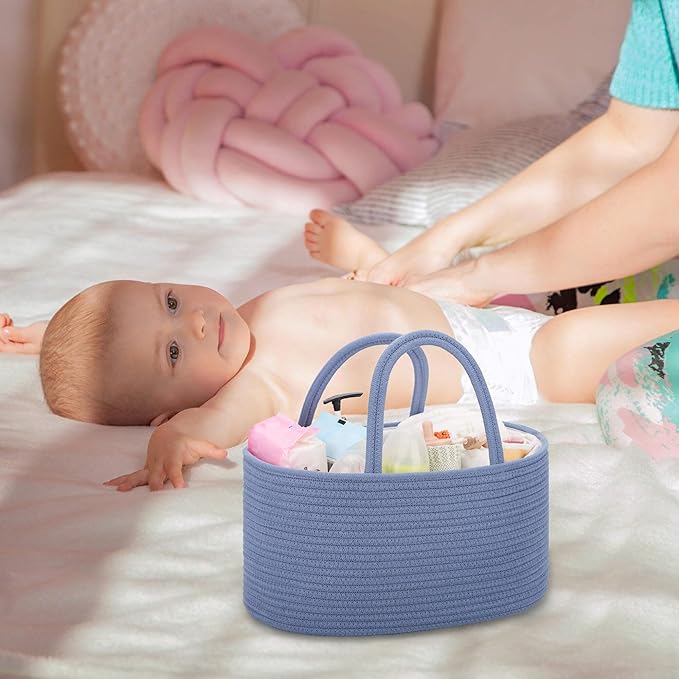 COMSE Baby Diaper Caddy Organizer, Car Caddy, Diaper Change Organizer, Gift Baskets Empty, Portable Tote Bag with Divider, Baby Shower Gifts Newborn Essentials Registry Must Have, Folkstone Gray