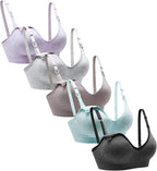 Suekaphin Nursing Bra 5pack Wireless V Neck Maternity Nursing Bra Bralette Low Cut Sleeping Breastfeeding with Extenders