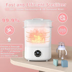 Fisca Baby Bottle Sterilizer and Dryer, 5-in-1 Large Capacity Bottle Sanitizer and Dryer, 2 Layers Compact Baby Bottle Electric Steam Sterilizer and Dryer for Baby Bottles, Pacifiers, Pump Parts