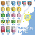Magnetic Blocks 128 PCS Magnetic Building Blocks Cubes Gift Set for Girls and STEM Learning Preschool Learning Construction Toys