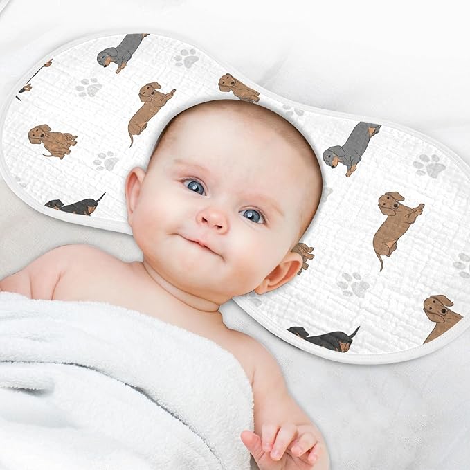 1 Pack Muslin Burp Cloths Dachshund Dogs Paw White Cotton Baby Burp Cloths Ultra Absorbent and Soft Thick Burping Cloth for Newborn Boys Girls 22x11 Inch