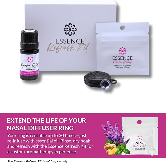 Essence Wearable Aromatherapy Nasal Diffuser – Nausea Relief Essential Oil Nose Ring – Personal Scent Clip for Travel, Work & Everyday Use – Made in USA (3 Pack)