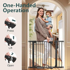 Cumbor 29.7-40.6" Baby Gate for Stairs, Baby Essential Safety Gate, Mom's Choice Awards Winner-Dog Gate for Doorways, Pressure Mounted Auto-Close Pet Gates for Dogs Indoor, Durable Child Gate, Black