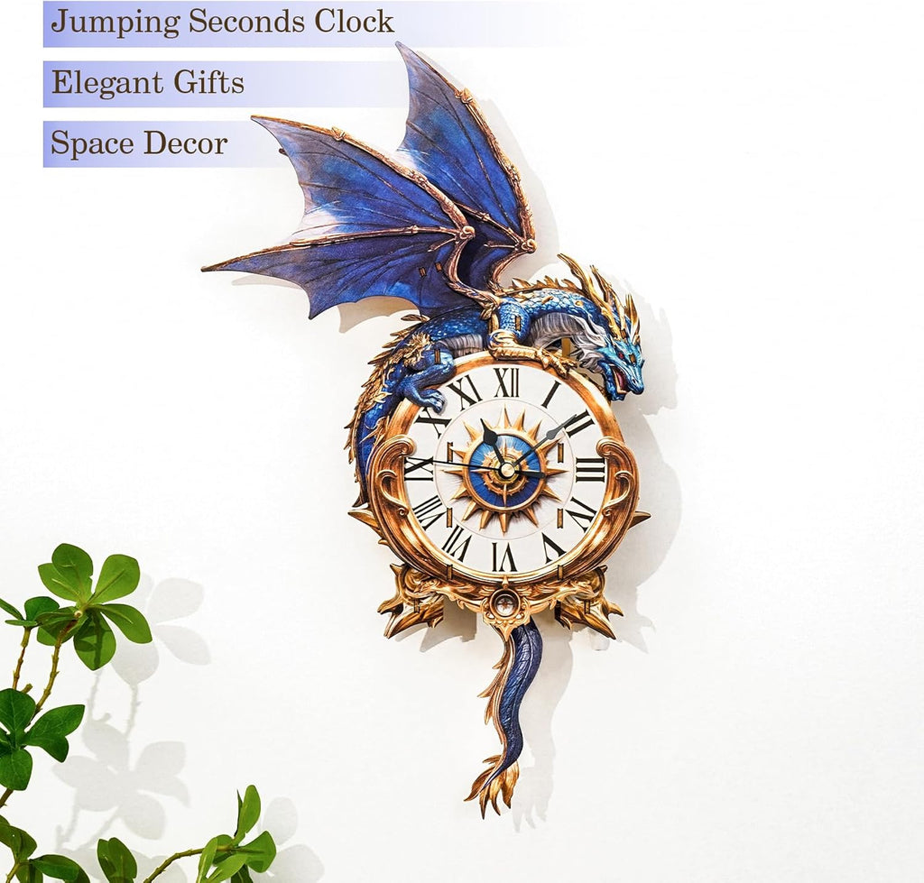 Cutywood 3D Puzzles for Adults Clock-Blue Dragon Design Model Kit-Mechanical DIY Pendulum Clock with Roman Numerals-Desk Home Office Decor Personalized Gift for DIY Lovers