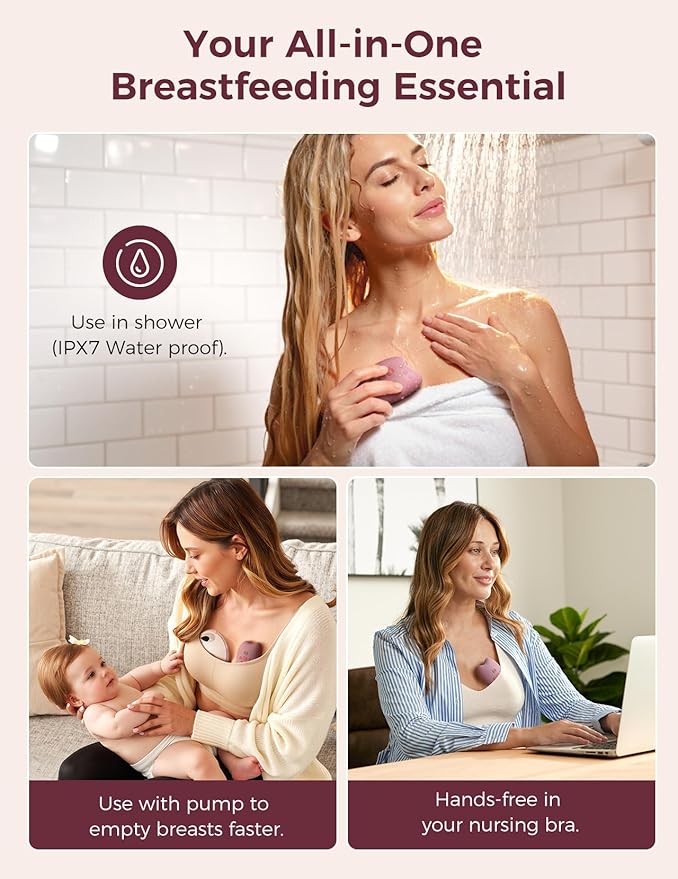 Momcozy Warming Lactation Massager Pro, 8 Vibration Modes & 4 Heating Levels, Longer-Lasting & 100s Rapid Warming Breast Massager, Quick Charging, Improves Milk Flow & Relieves Breast Engorgement