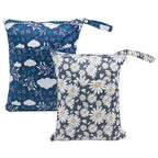 ALVABABY 2pcs Cloth Diaper Wet Dry Bags Waterproof Reusable with Two Zippered Pockets Travel Beach Pool Daycare Soiled Baby Items Yoga Gym Bag for Swimsuits or Wet Clothes L12208