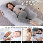Pregnancy Pillows for Sleeping, U Shaped Full Body Maternity Pillow with Removable Cover - Support for Back, Legs, Belly, HIPS for Pregnant Women,Pregnancy Pillow, Grey