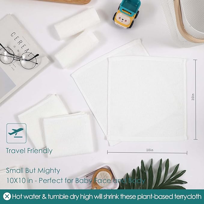 Baby Washcloths 6 Pack, 10x10 inch Heavenly Soft Small White Wash Cloths for Face and Body, Gentle & Safe Face Towel on Sensitive Skin, Baby Essentials Bath Shower Gifts for Newborn Kid Toddler Child