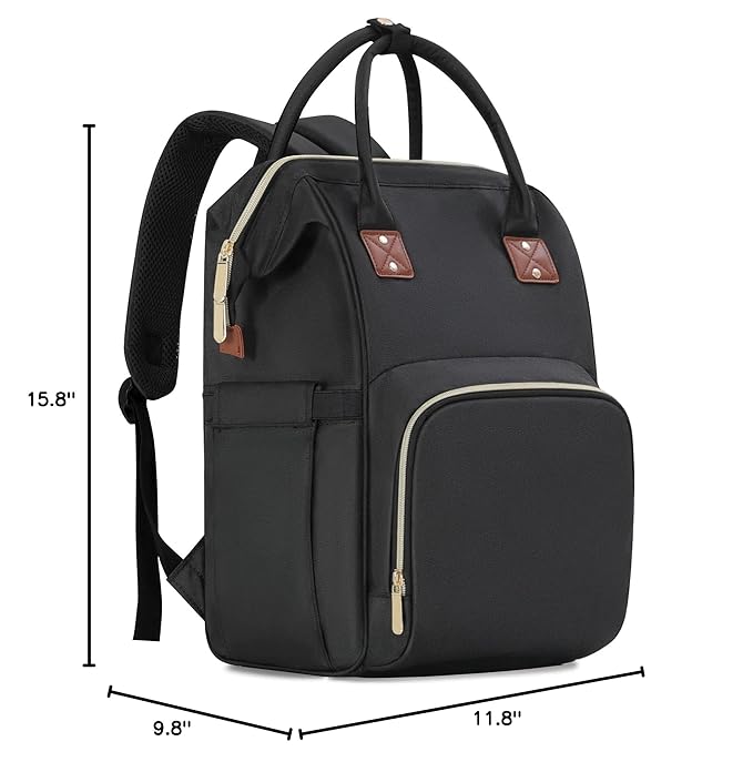 Femuar Diaper Bag Backpack Multifunction Maternity Nappy Baby Bag for Girls & Boys Large Capacity Travel Diaper Bags Dark Black