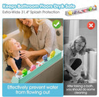 Bathtub Splash Guard for Kids - 31.4 Inch Extra Wide Bath Splash Barrier with 11 Strong Suction Cups, Flexible Silicone Tub Ledge Organizer to Keep Bathroom Floor Dry(Green)
