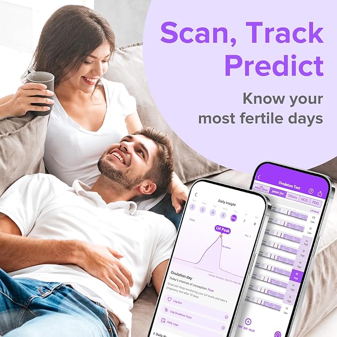 Premom Quantitative Ovulation Predictor Kit：40 Ovulation Tests + 10 Pregnancy Tests - Advanced Ovulation Test Strips Combo 40LH+10HCG Test