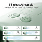 JISULIFE Stroller Fan Baby Large, Safe Bladeless for Crib, Desk, 4000mAh Battery Rechargeable Portable Cooling Fan with Air Turbo Tech, Night Light, Food-Grade Gift for Mom/Dad/Friend - Green