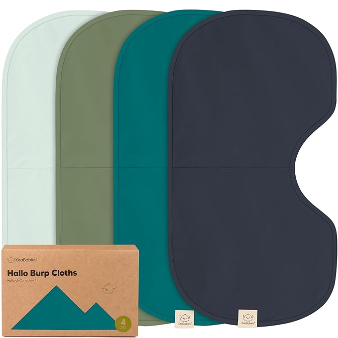 KeaBabies 4-Pack Baby Burp Cloths Baby Girl, Boy - Organic Cotton Burp Cloth, Extra Large, Absorbent, Soft Burping Cloths & Bibs Set for Babies, Newborn Burp Clothes, Thick Burp Rags (Eclipse)