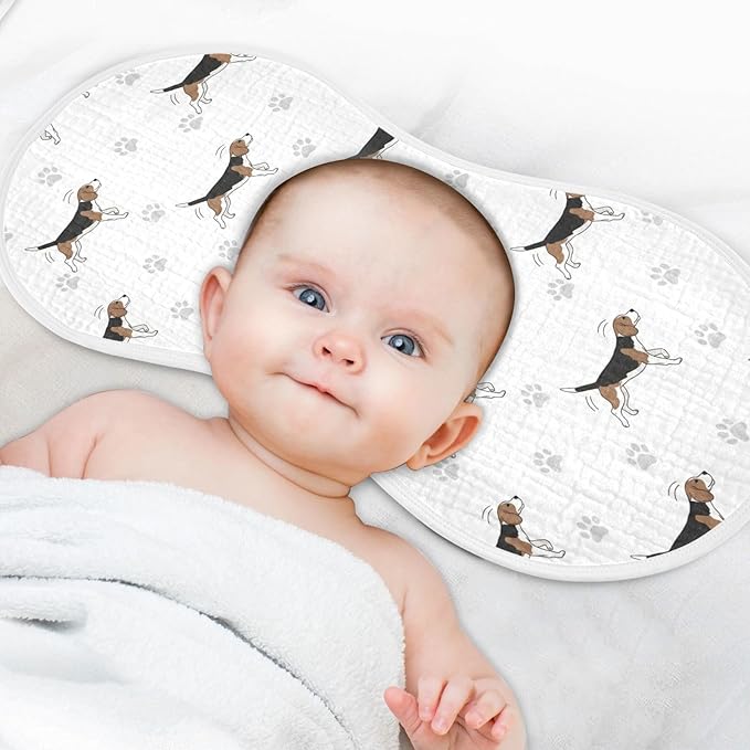 4 Pack Muslin Burp Cloths Beagle Paw Print White Cotton Baby Burp Cloths Extra Absorbent and Soft Thick Burping Cloth for Baby Boys Girls 22x11 Inch