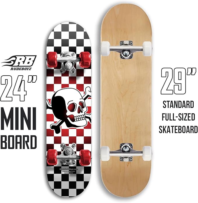 24 inch Rude Boyz Mini Cruiser Skateboard - Aluminium Trucks - Kids Skateboard Ages 5-8 Beginner - Skateboards for Kids