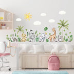 clothmile Watercolor Jungle Animal Wall Decals - Forest Animal Wall Sticker - Elephant, Lion, Monkey - For Kids, Baby Nursery, Playroom, Bedroom & Classroom Decor