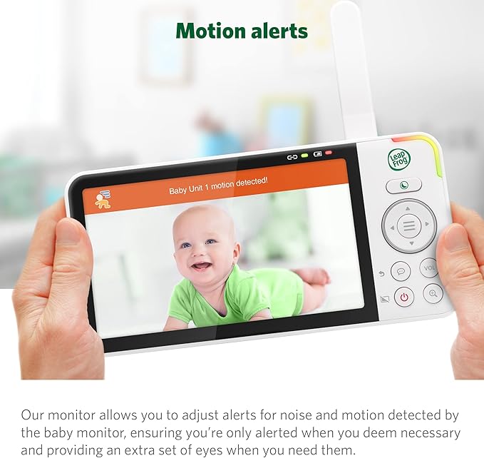 LeapFrog LF915HD Baby Monitor, 5” 720p Screen, 360° Pan & Tilt with 8X Zoom Camera, Color Night Vision, Night Light, Two-Way Intercom, Secure Transmission No WiFi
