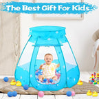 Baby Ball Pit for Toddler with 50 Balls, Kids Pop Up Play Tent for Girls, Princess Toys for Children Indoor & Outdoor Playhouse with Carry Bag (Bule: Pink/White/Babyblue, 109x90cm/50 Balls)