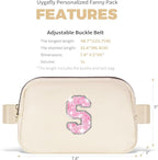 Fanny Pack Belt Bag Crossbody Bags with Initials Letter Patch Trendy Stuff for Teens Cute Stuff Birthday Gifts for Teenager Girls | Khaki,Initial S