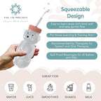 Honey Bear Straw Cup for Babies, 8oz Honey BearCup with Bottle Brush, 2-Pack Improved Lid Therapy Learning Honeybear Straw Cup for Baby Blueberry Pie & Firetruck