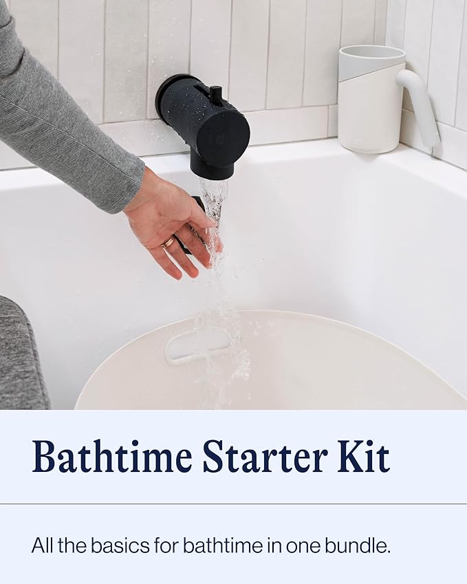 Lalo Bathtime Starter Kit - Modern Baby Bathtub, Rinse Cup & Spout Cover Bundle, Safe & Clean Design for Newborns, Minimalist Design, Easy to Clean, 25.3 x 18 x 7.7 in, 10 lb - Sage