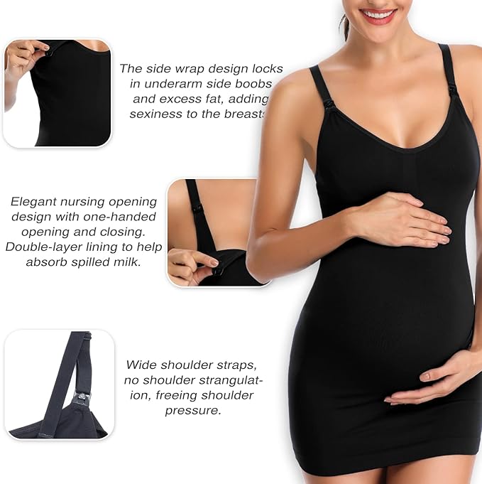 Nursing Tank Tops for Breastfeeding - Pregnancy Must Haves Maternity Camisoles with Built in Bra