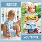 MCGMITT Potty Training Toilet Seat for Toddlers Boys Girls, Portable Baby Toilet Folding Kids Potty Chair Cover with Splash Guard for Travel, Including 3 Non-Slip Feet and Storage Bag (Blue)