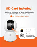 Sensforge 2.5K Indoor Pan-Tilt Dome Security Camera (2-Pack), AI Human & Pet Detection, 360° Coverage, Two-Way Audio, Dual-Band Wi-Fi (2.4G/5G), 64GB SD Card Included, No Monthly Fees