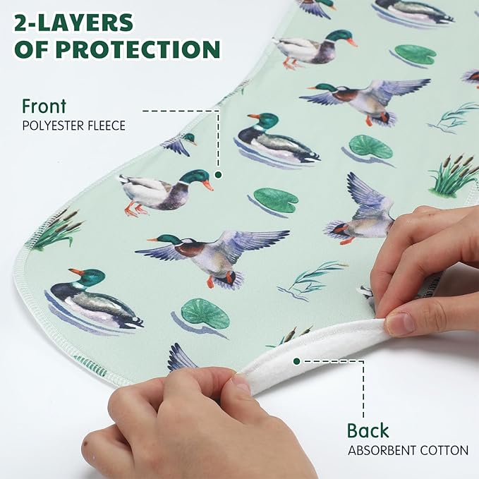 5 Pack Mallard Duck Pattern Baby Burp Cloths Soft Absorbent Burping Rags for Newborns 19"x9" Spit up Cloths for Boy Girl Newborn Baby Shower Registry Gifts Set Nursery Decor