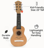 23" Acoustic Guitar, Kids 6 String Toy Guitar - Realistic Steel Strings - Beginner Practice First Musical Instrument for Children, Toddlers (Natural)