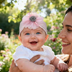 Baby Girls Sunflower Headbands, 3 Pack Baby Hairband Hair Bows Lace and Stretchy Elastic Accessory for Newborn Infants Toddlers (Purple+Blue+Pink, One Size(Stretchy))