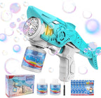 Automatic Bubble Machine Gun for Kids with 2 Bottles 5 Bags of Refill Solution Lights ElectricShark Bubble Gun Toys Outdoor Toys Gifts Wedding Easter Party Favor