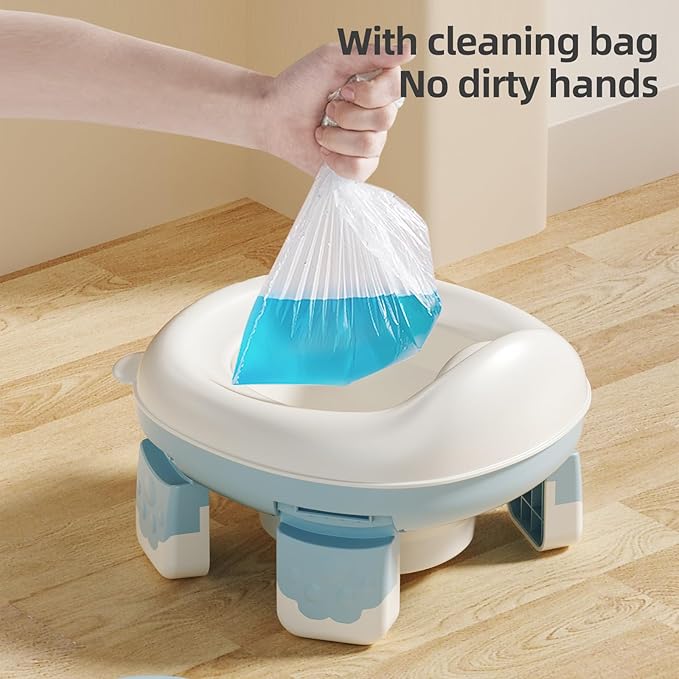 Portable Travel Potty, Training for Baby to Toddler, Travel Toilet Seat with Charts and Storage Bag, Folding Potty for Kids Boys Girls Indoor and Outdoor (Blue)